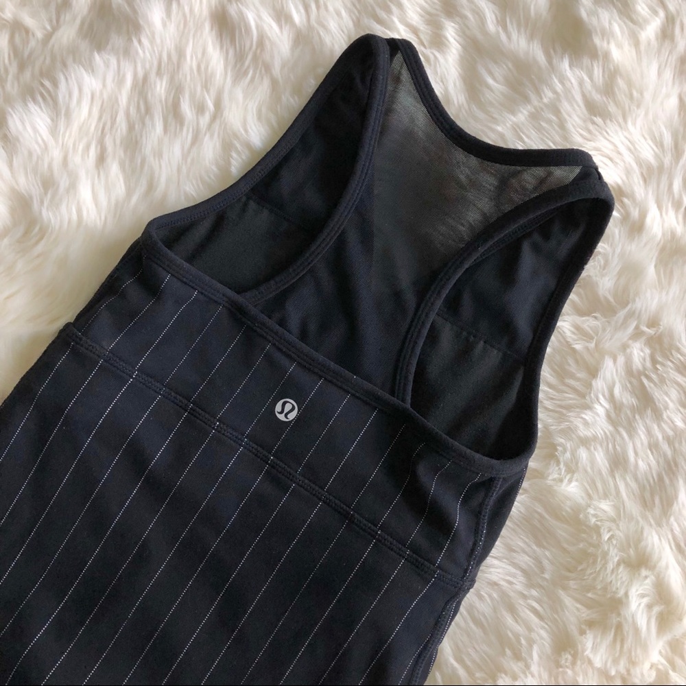 Lululemon Black Pinstripe Deep V Tank Top